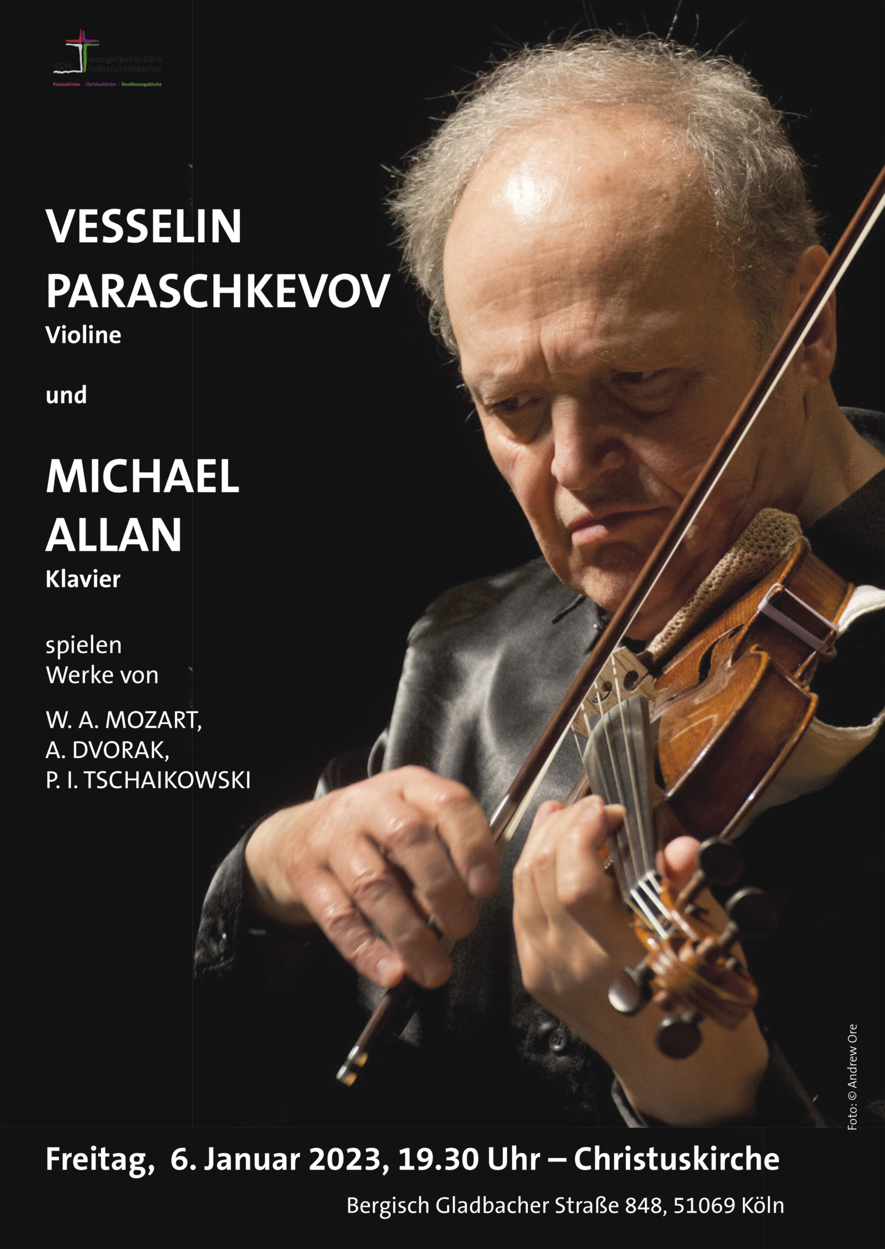 You are currently viewing Vesselin Paraschkevov (Violine) zusammen mit seinem Duopartner Michael Allan (Klavier) in der Christuskirche